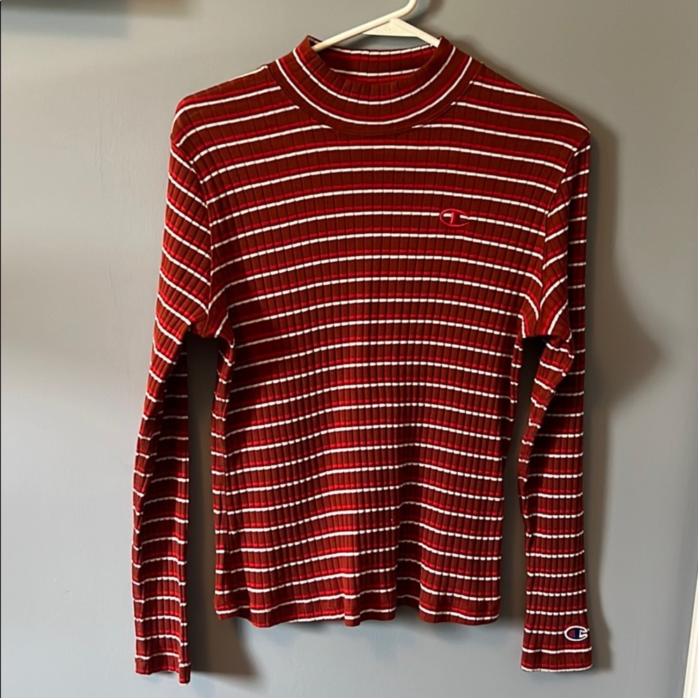 Champion Campus Mock Neck Ribbed Long-Sleeve Tee